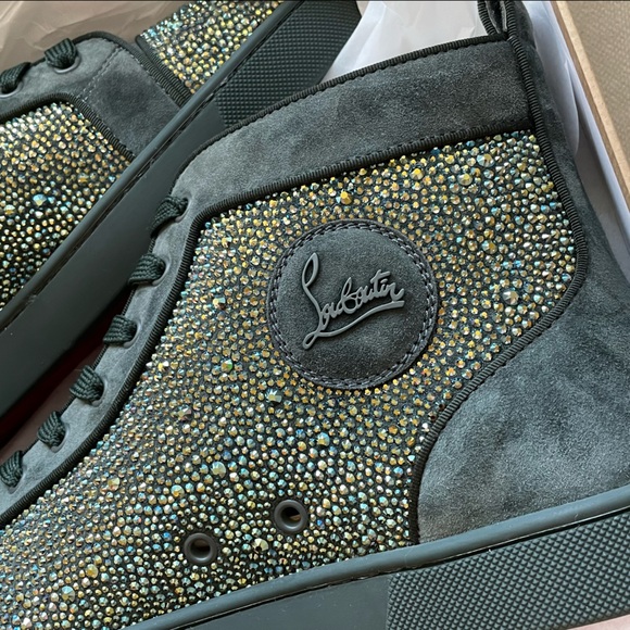 NWT💎Christian Louboutin High Top Louis Orlato Strass Flat Sneaker - Picture 2 of 5